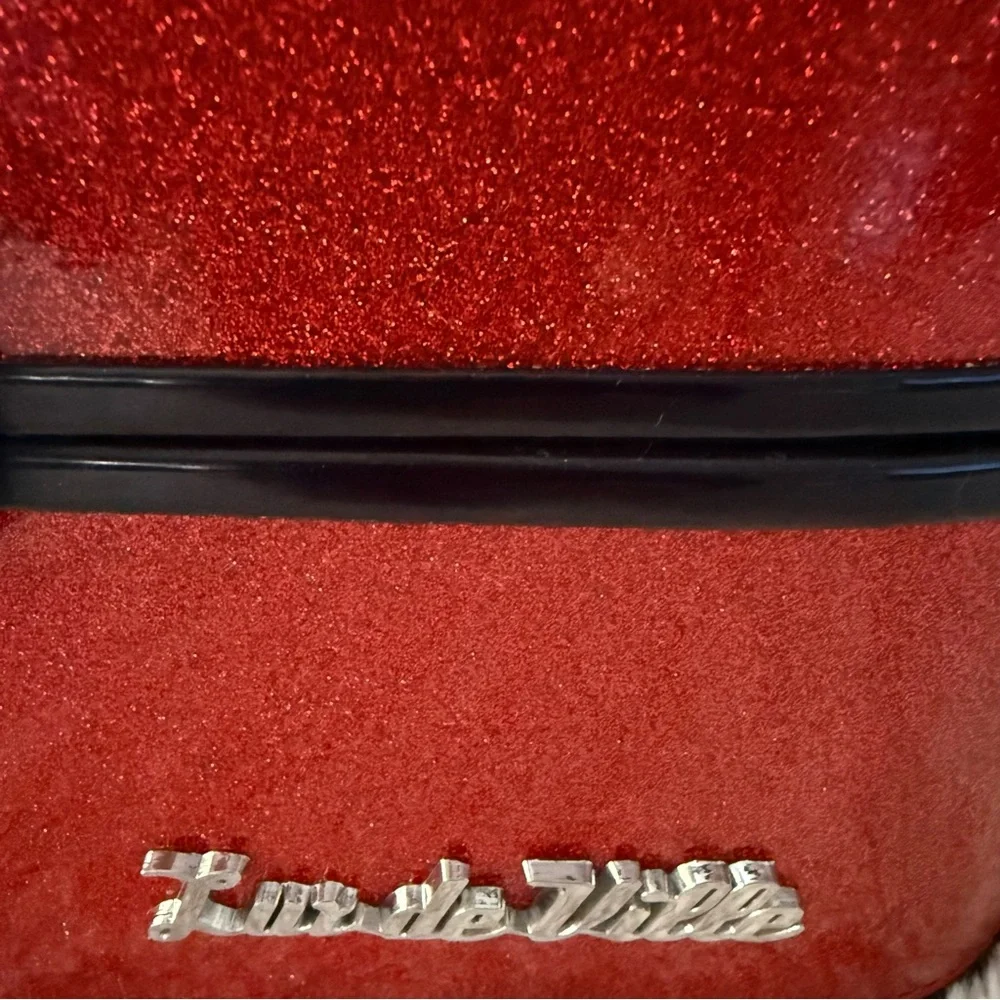 VTG Y2K LUX de VILLE * GO GO Pin-Up Vanity Case Sparkly Cherry Retro Red NOS ππ - Picture 5 of 9